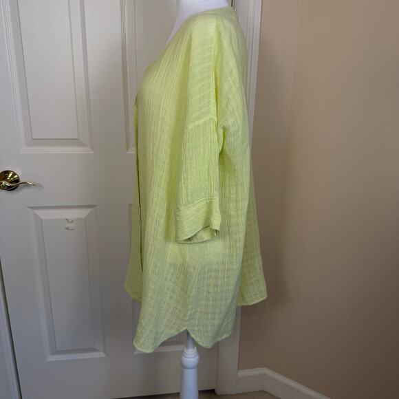 Soft Surroundings Linen Blend Tunic Top Medium Gauzy V Neck 3/4 Sleeve EUC - Picture 6 of 7